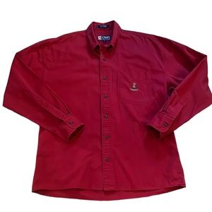 VINTAGE CHAPS RALPH LAUREN MENS LONG SLEEVE COTTON BUTTON DOWN SHIRT RED SIZE M